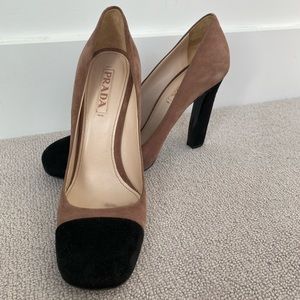 Prada Suede Neutral Cap Toe Pumps - sz 41/11US